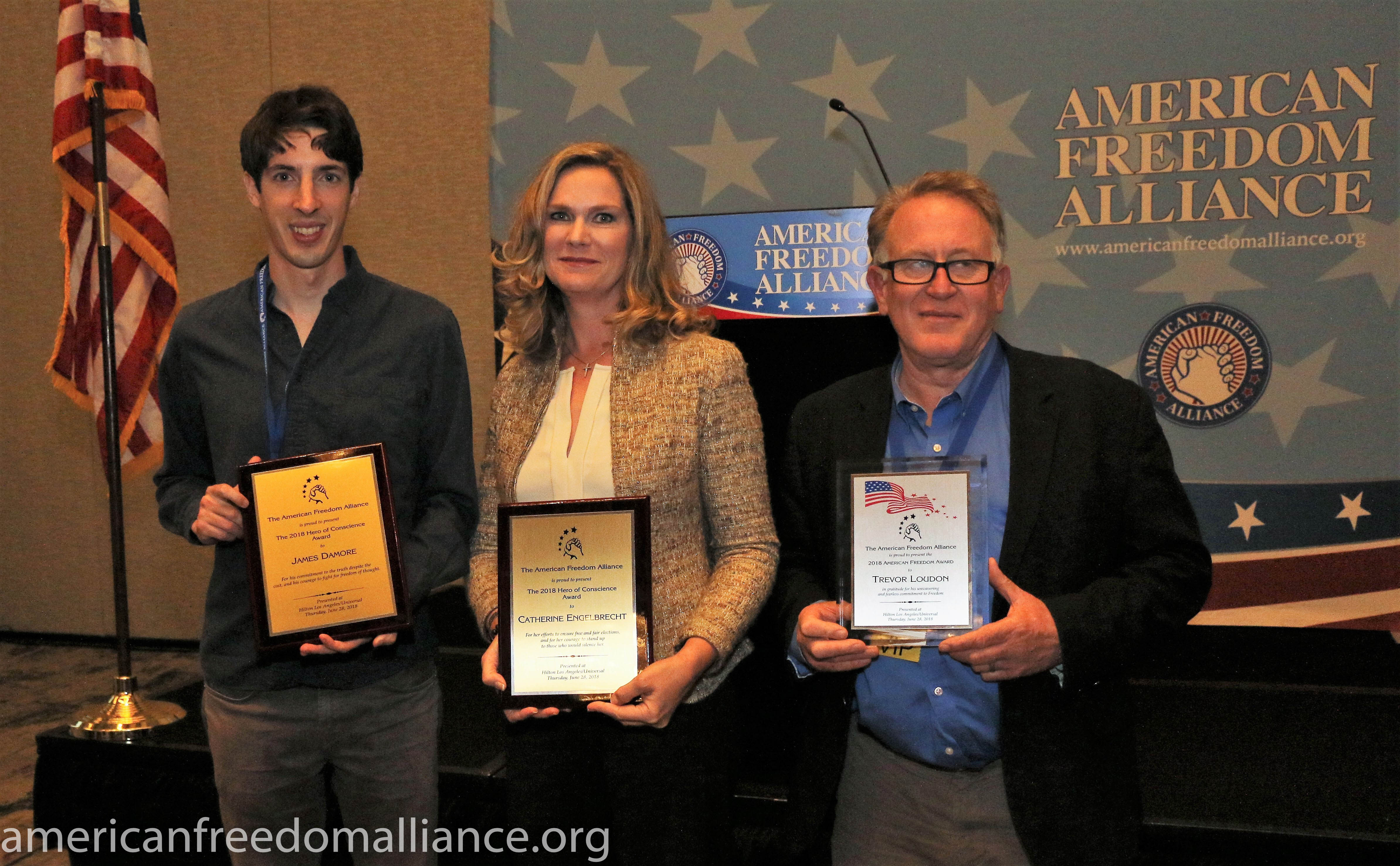 Awardees James Damore, Catherine engelbrecht, Trevor Loudon